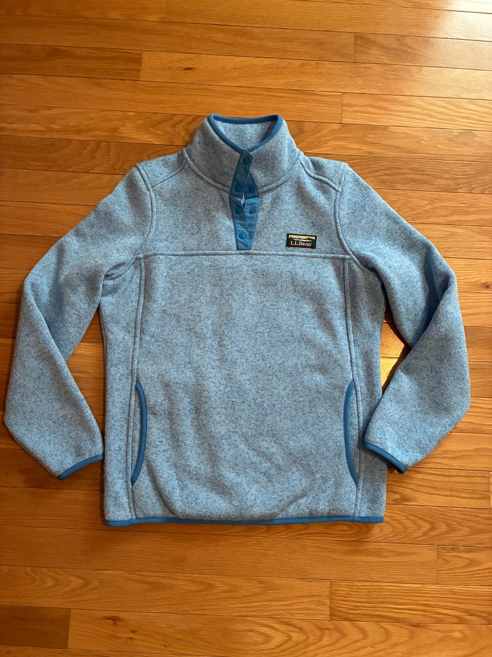 L.L. Bean Men’s Light Blue Heather Zip-Front Fleece Pullover